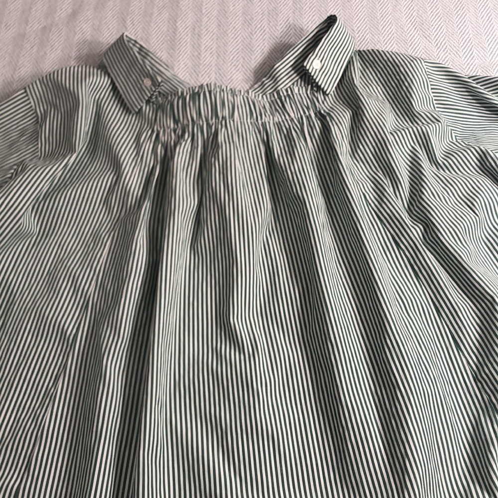 STORETS NWOT  Pit to Pit 21 1/2"  Button Down green white pinstripes tie cuffs - Picture 15 of 16